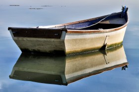 BARQUE;FLATTIE;MONKEY BOAT;MOORING;MOUILLAGE;PLATE;REFLECTION;REFLET;MORBIHAN