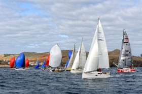 COURSE;DUO;OFFSHORE;RACE;REGATE;REGATTA;SAILING;SINGLE HANDED;SOLO;TRANSAT;TRANSATLANTIQUE;VOILE;DEPART;START;SPI;SPINNAKER