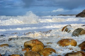 PORT BARA;SAINT PIERRE QUIBERON;BORD DE MER;SEASHORE;VAGUES;WAVES;HOULE;SWELL;ECUME;FOAM