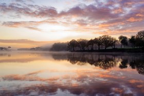 AUBE;AURORE;TWILIGHT;LEVER DE SOLEIL;SUNRISE;BRUME;MIST;REFLECTION;REFLET;EAU;WATER;ETANG;POND