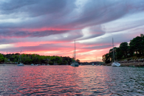 MOUILLAGE;MOORING;RIVER;RIVIERE;COUCHANT;COUCHER DE SOLEIL;SUNSET;BORD DE MER;SEASHORE