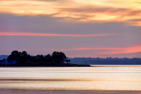 COUCHANT;COUCHER DE SOLEIL;SUNSET;RHUYS;MORBIHAN;BRETAGNE;BRITTANY;PAYSAGE;SEASCAPE;SEASHORE;BORD DE MER